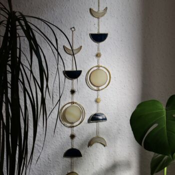 Glass Moon Phases Wall Hanging With Brass Details, 2 of 9