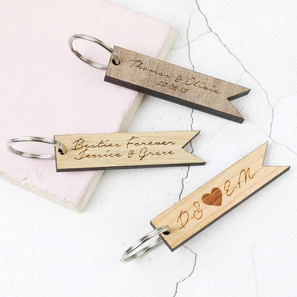 engraved wooden keyring by lisa angel