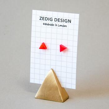 Handmade Neon Pink Triangle Stud Earrings – Fun Resin Jewellery Gift For Her, 4 of 4