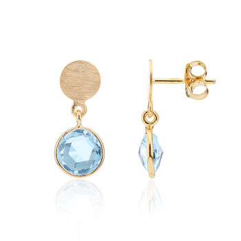 Salina Gold And Blue Topaz Gemstone Earrings, 3 of 4