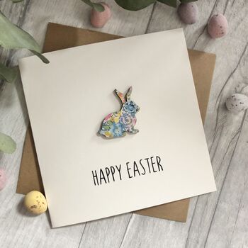 Personalised Happy Easter Liberty Rabbit Card, 2 of 4