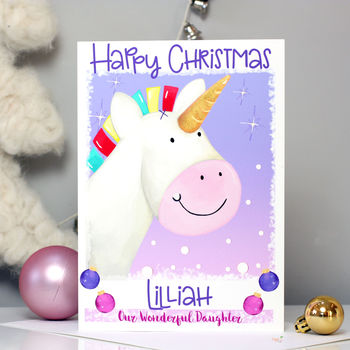Personalised Unicorn Relation Christmas Card, 6 of 9