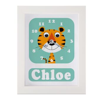 Personalised Childrens Tiger Clock, 6 of 10