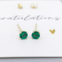 Mini 9ct Yellow Gold Emerald Stud Earrings, thumbnail 4 of 7