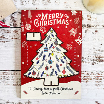Personalised Red Birch Christmas Tree Keepsake Card And Decoration, 5 of 5