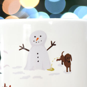 Cute Dachshund Winter Fun Dog Gift Mug, 2 of 8