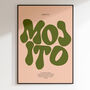 Mojito Print | Cocktail Poster | Wall Art | A5 A4 A3 | Bold | Typographic | Drink | Bar | Print | Groovy |, thumbnail 1 of 8