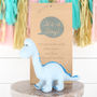 Blue Diplodocus Dinosaur Rattle + Personalised Gift Bag, thumbnail 1 of 4