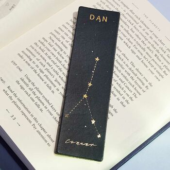 Personalised Star Sign Leather Bookmark, 8 of 9