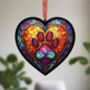 A Paw Print Stained Glass Effect Heart Suncatcher, thumbnail 2 of 5