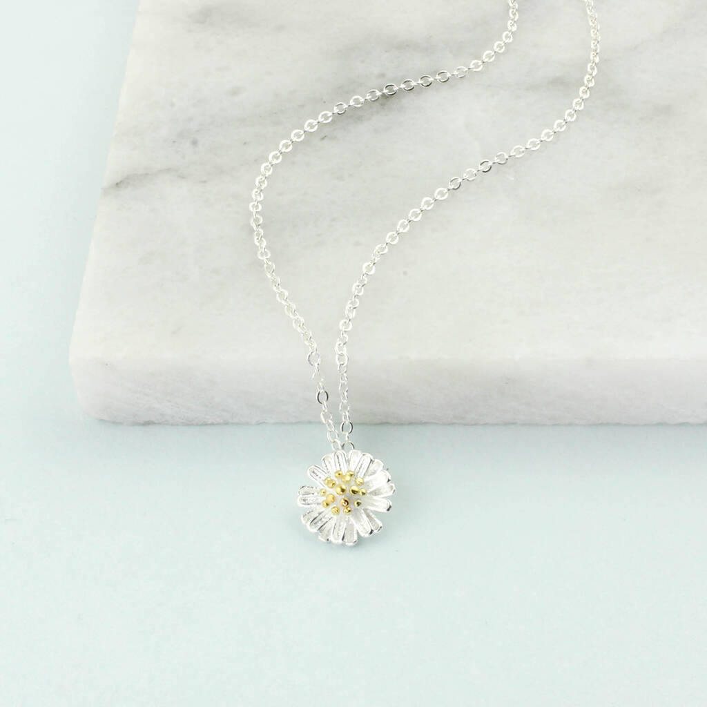 Sterling Silver Daisy Flower Necklace By Charlie Boots ...