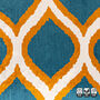Ikat Velvet Cushion Cover With Blue And Yellow 50x50cm, thumbnail 4 of 5