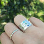 Hammered Silver Stacking Ring With Inset Birthstone, thumbnail 1 of 4