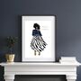 Stripe A Pose Black Girl Art Print, thumbnail 1 of 3