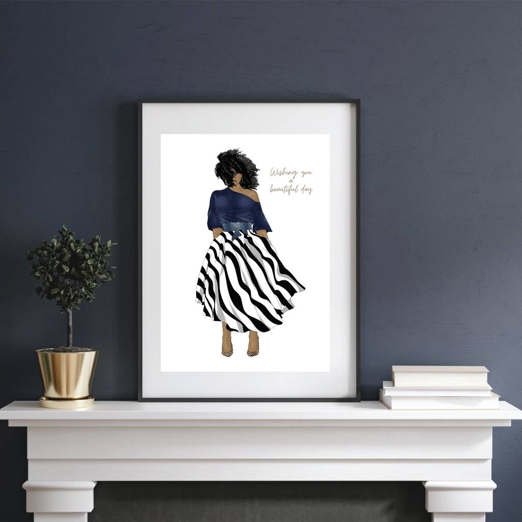 Stripe A Pose Black Girl Art Print By Ionna Marie Designs