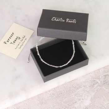 Sterling Silver 'Forever Young' Morse Code Bracelet, 2 of 6