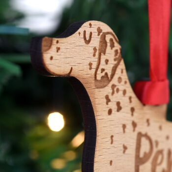 Dalmatian Personalised Wooden Dog Xmas Decoration, 5 of 9