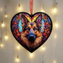 German Shepherd Stained Glass Effect Heart Suncatcher, thumbnail 4 of 7