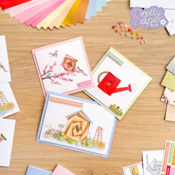 Gardener's World Card Making Kit | Garden Shed Watering Can Bird House, 7 of 7