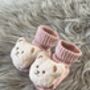 Dusty Pink Ribbed Teddy Bear Baby Socks, thumbnail 7 of 8