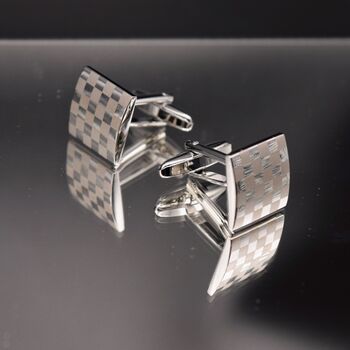 Silver Chess Cufflinks Vintage Chessboard, 5 of 5