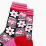 Daisy Checkerboard Combed Cotton Sheer Pop Socks In Pink, thumbnail 2 of 4
