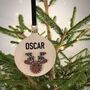 Personalised Wooden Reindeer Bauble Tree Decoration, thumbnail 1 of 2