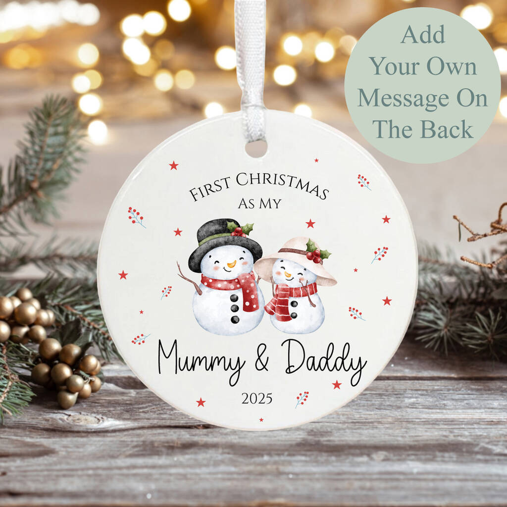 Personalised Mummy And Daddy 1st Christmas Bauble Keepsake Gift, 1 of 4
