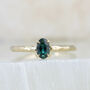 'Mae' Oval Teal Sapphire Solitaire Engagement Ring, thumbnail 1 of 12