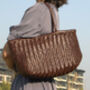 Handmade Woven Leather Tote Shopping Bag, thumbnail 2 of 12