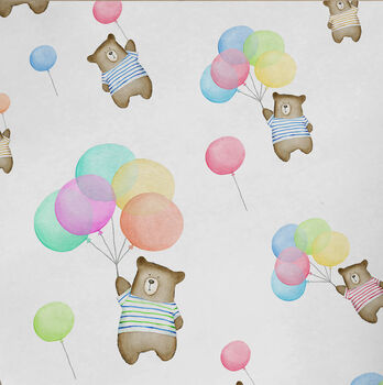 Kids Birthday Wrapping Paper Roll Folded Bear Balloon, 2 of 3