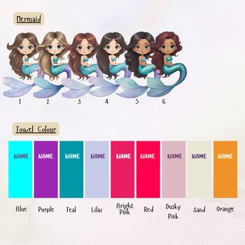 Personalised Mermaid Girl Beach Towel With Name, 11 of 12