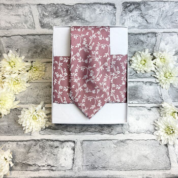 Desert Rose Leaves Wedding Tie Set, 4 of 6