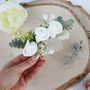 Cream And Sage Green Bridal Flower Comb, thumbnail 5 of 8