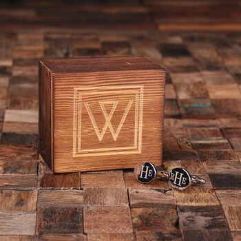 Personalised Engraved Cuff Links – Solid Wooden Box, 3 of 4