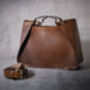 Hand Crafted Small Leather Tote Handbag Womens Gift, thumbnail 3 of 12