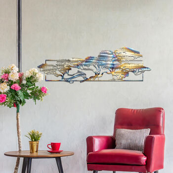 Elegant Horizontal Metal Tree Silhouette Wall Artwork For Modern Interiors, 5 of 11