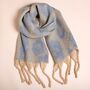 Blue And White Leopard Print Winter Scarf, thumbnail 1 of 4