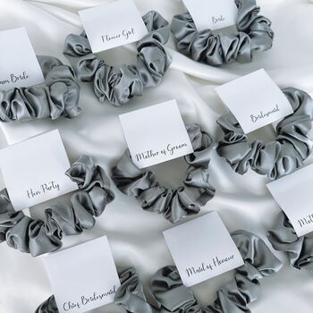 Grey Bridesmaid Satin Scrunchie, 2 of 2