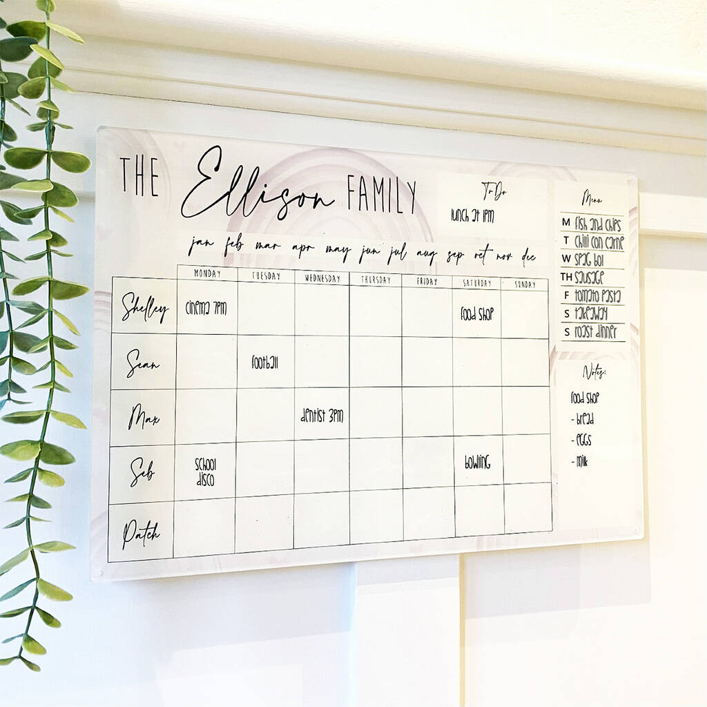 Personalised Family Acrylic Weekly Wall Planner, 1 of 2