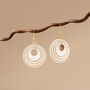 Cream And Pearlescent Taupe Geometric Circular Earrings • Gold Plated Sterling Silver Hooks, thumbnail 3 of 8