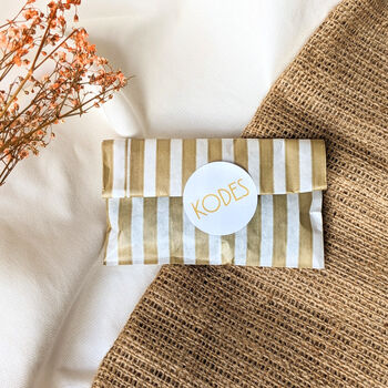 Ginger Tortoiseshell And Gold Paperclip Small Hexagon Glasses Chain, 6 of 6