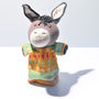Hand Knitted Donkey Hand Puppet In Organic Cotton, thumbnail 1 of 1