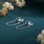 Starburst Cz Dangle Chain Stud Earrings In Sterling Silver, thumbnail 2 of 12