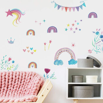 Bunting Rainbows Girl’s Room Decal Stickers, 2 of 6