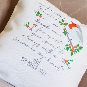Personalised Robin Remembrance/Memorial Cushion, 2 of 5