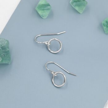 Open Circle Drop Hook Earrings In Sterling Silver, 8 of 12