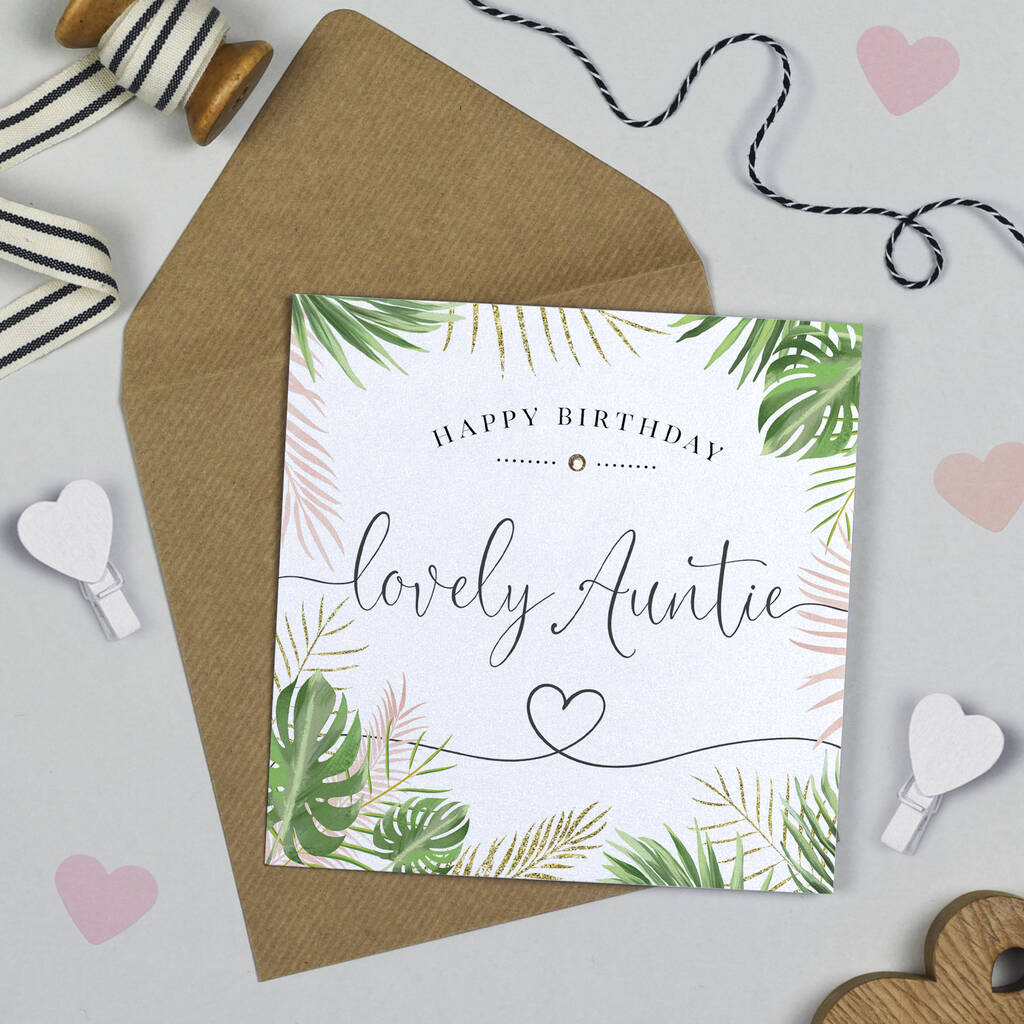 Palm Leaf 'Lovely Auntie' Birthday Card