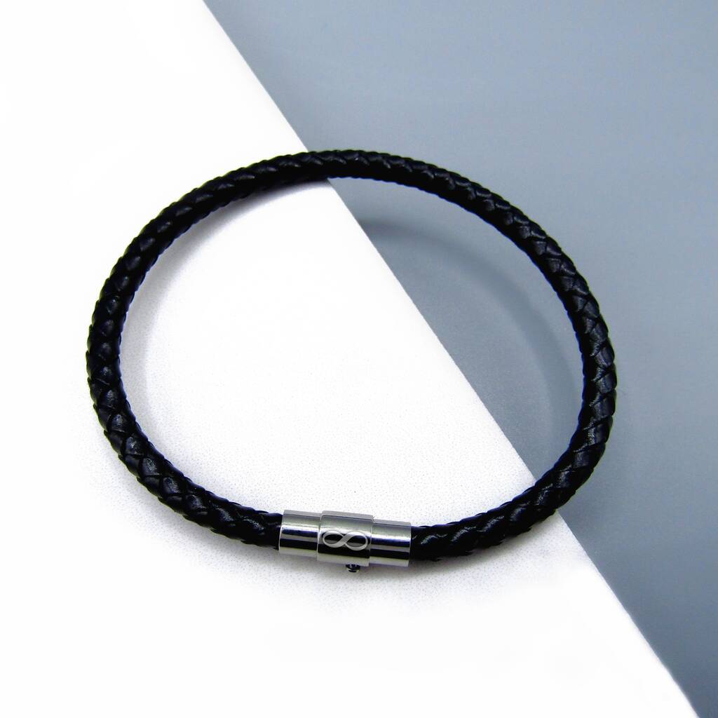 Men's Infinity Woven Leather Bracelet, 1 of 5