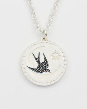 Silver Swallow Spirit Guide Pendant Necklace, 3 of 8